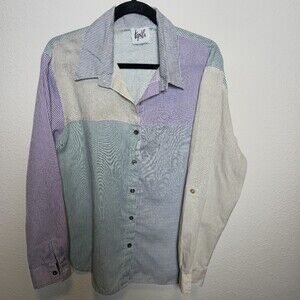 Vintage 90s Tap & Co Colorblock Patchwork Button Down Shirt Made USA Large